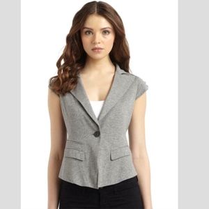 BCBGMAXAZRIA Gray Knit Cap Sleeve Jacket